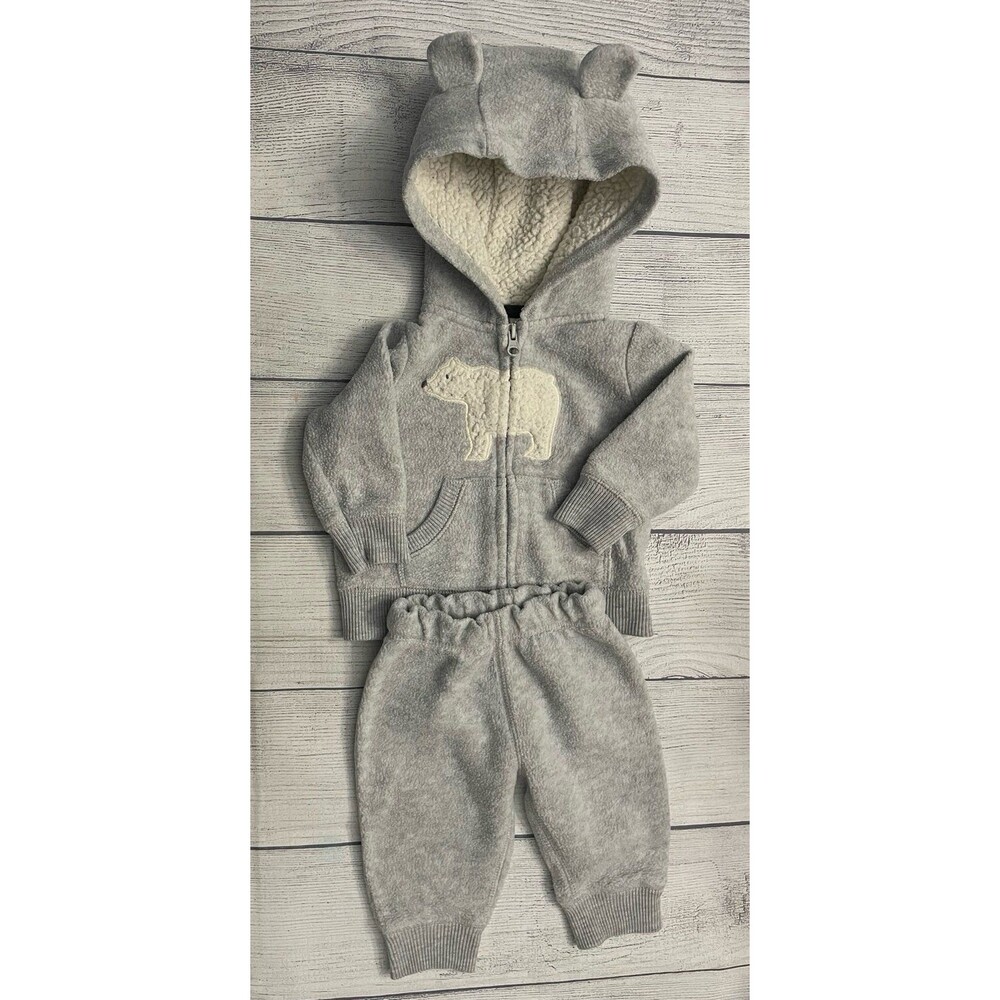 Carter’s Polar Bear Fleece Warm Ups Sweats Outfit, Size 3 months